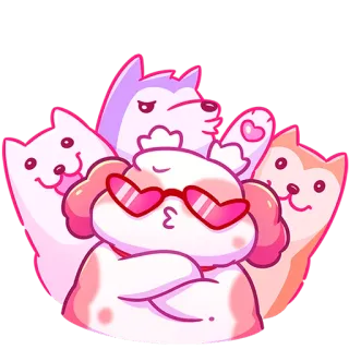 😎 개, 강아지, 귀여운, 하트 안경, 키스, 동물, 만화 telegram sticker