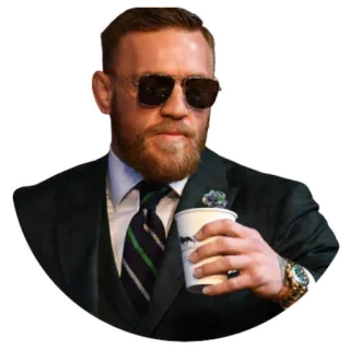 🥤 Conor McGregor 康纳·麦格雷戈, MMA, UFC, 拳击手, 运动员, 名人, 咖啡, 西装, 太阳镜 telegram sticker