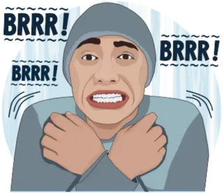 😨 BRRR ! lạnh, đóng băng, mùa đông, run rẩy, đàn ông, thời tiết telegram sticker