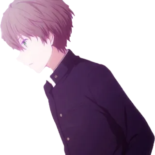 😧 Anime, Chico, Uniforme escolar, Morado, Personaje telegram sticker