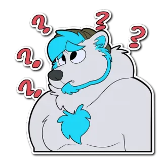 ❓ Furry, Antropomorfik, Beruang, Tanda tanya, Bingung, Berpikir, Kartun whatsapp sticker