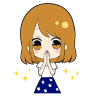 🙏 Garota anime, Desenho animado, Fofo, Brilho, Olhos, Kawaii, Chibi, Mulher whatsapp sticker