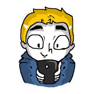😇 만화, 스티커, 캐릭터, 금발, 사람, 전화 telegram sticker