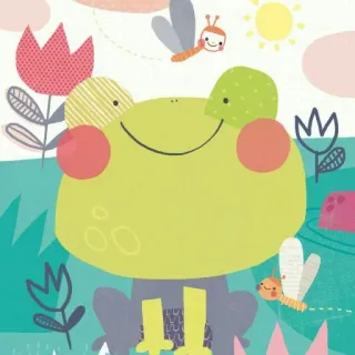 😊 frog, dragonfly, cute, cartoon, floral, whimsical, nature whatsapp sticker