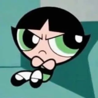 😠 Buttercup The Powerpuff Girls Cartone animato, Arrabbiato, Verde, Ragazza, Le Superchicche telegram sticker