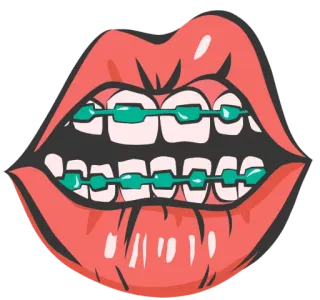 👄 lips, braces, teeth, mouth, smile telegram sticker