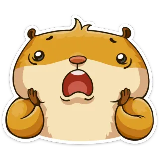 😧 hamster, chocado, surpreso, fofo, animal, desenho animado telegram sticker