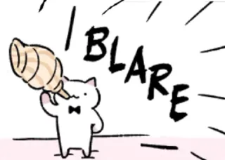 ⏰ BLARE Katze, Muschel, Geräusch, Cartoon, Tier, Niedlich telegram sticker