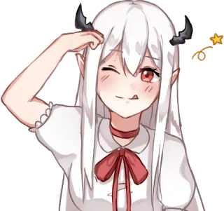 😋 Anime, Démon, Fille, Dessin animé, Mignon, Diable, Personnage telegram sticker