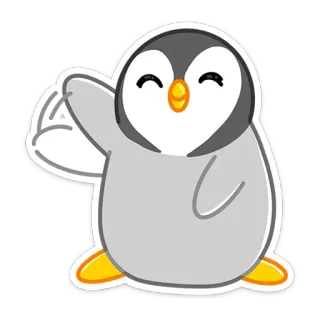 ✋️ pinguino, animale, uccello, carino, cartone animato, saluto telegram sticker