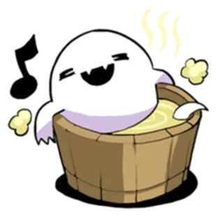 🛀 spook, bad, schattig, kawaii, cartoon, warm bad telegram sticker