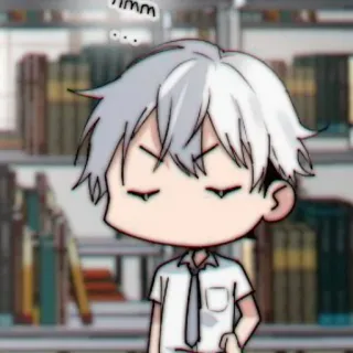 🥛 Hmm... chibi, anime style, grey hair, school uniform whatsapp sticker