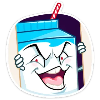 👹 Milchkarton, Cartoon, Gruselig, Lächelnd, Böse whatsapp sticker