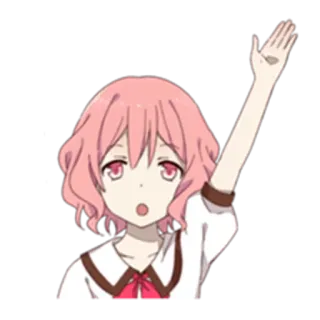 🖐 Anime, Fille, cheveux roses, vague, mignon, dessin animé whatsapp sticker