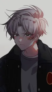 ❤️‍🔥 Anime, Manga, Nhân vật, Chân dung, Áo khoác, Tóc xám whatsapp sticker