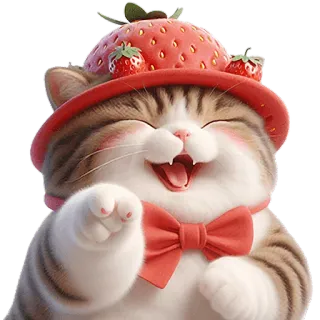 😁 kat, aardbei, schattig, vrolijk, dier, cartoon telegram sticker