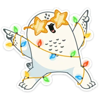 🤩 coruja, óculos de sol estrela, luzes, desenho animado, animal, fofo, festivo telegram sticker