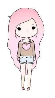 👸 girl, pink hair, heart, kawaii, cartoon whatsapp sticker