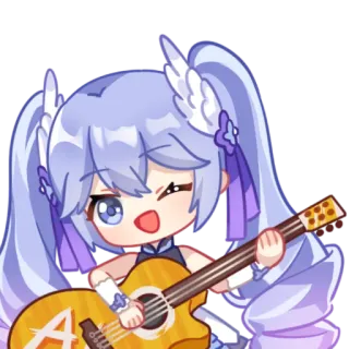 🎸 anime, chibi, guitar, music, cartoon, cute, kawaii telegram sticker