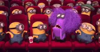 😐 Minions Despicable Me Minions, Cartoon, Movie, Funny, Crowd, Theater telegram sticker