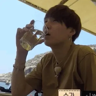 😐 수가 drinking, person, korean, beverage, male telegram sticker
