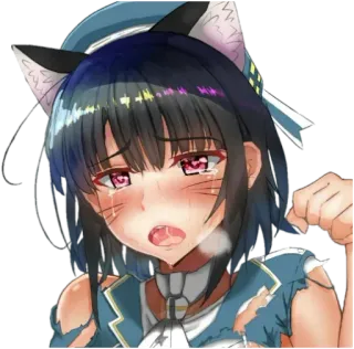 😝 anime, catgirl, crying, sad, kawaii telegram sticker