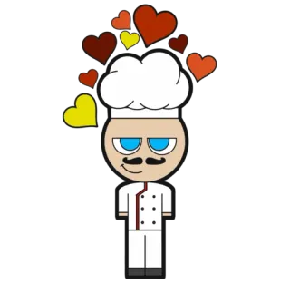 🥰 chef, cuoco, cuore, cartoni animati, cibo, amore, fornaio whatsapp sticker