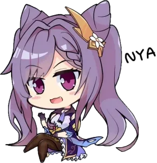 😊 NYA gadis anime, rambut ungu, chibi, imut, kawaii whatsapp sticker