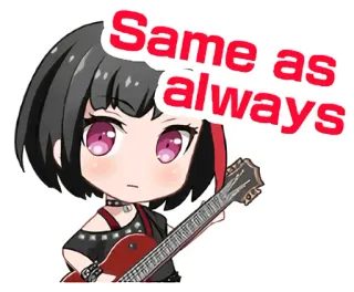😕 Same as always guitarra, chibi, anime, música telegram sticker