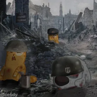😪 BOULEVARD STALINGRAD 战争, 暴力, 猫, 军事, 头盔, 历史, 破坏 telegram sticker