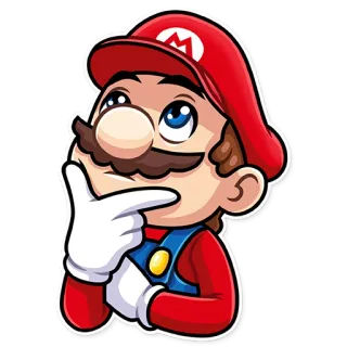 🤔 Mario Mario, Nintendo, Video game, Pensando, Desenho animado telegram sticker