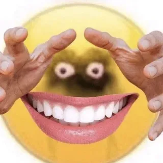 🤪 emoji, creepy, horror, smile, hands, funny telegram sticker