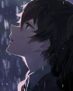 💔 Anime, Pluie, Triste, Garçon telegram sticker