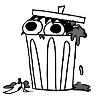 😟 lixo, resíduos, desperdício, contentor, lixeira whatsapp sticker