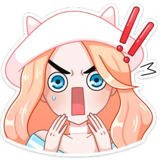 😈 Мультфильм, Аниме, Девушка, Выражение лица, В шоке, Каваий telegram sticker