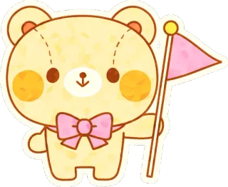 🚩 beruang, kawaii, imut, binatang, stiker, mainan, merah muda, bendera telegram sticker