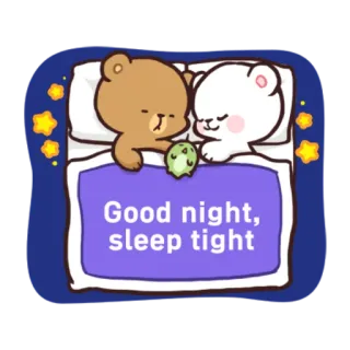 💤 Good night, sleep tight boa noite, sono, ursos fofos, kawaii, hora de dormir, animação telegram sticker