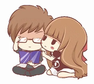 ❤️ Cartoon, Niedlich, Lesen, Paar, Anime telegram sticker
