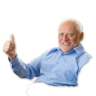 😬 Hide the Pain Harold meme, thumbs up, smile, man, internet, old telegram sticker