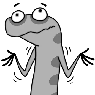 🤥 Cartoon, Eidechse, Lustig, Verwirrt, Grau, Tier telegram sticker