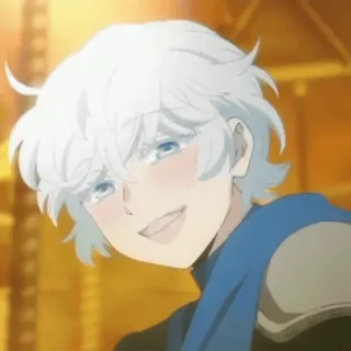 💙 anime, sorrindo, cabelo branco, masculino, desenho animado, personagem telegram sticker