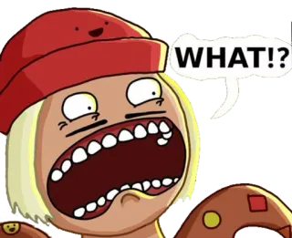 😳 WHAT!? impactado, expresión, divertido, exclamación, dibujos animados, pregunta whatsapp sticker
