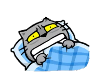 😨 Katze, schläfrig, Cartoon, Tier, Bett, faul telegram sticker