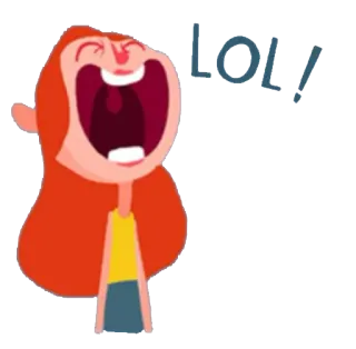 😂 LOL! lol, lachen, cartoon, vrouw, blij telegram sticker