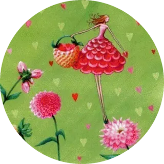 💐 Frau, Blumen, Herzen, Kleid, Illustration, Kunst telegram sticker