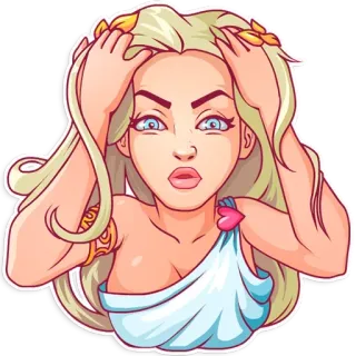 🤦‍♀️ ผู้หญิง, ผมบลอนด์, การ์ตูน, ตัวละคร, ชุดเดรส, อารมณ์เสีย telegram sticker
