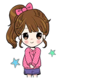 🙍 hoạt hình, cô gái, dễ thương, nhãn dán, chibi, kawaii telegram sticker