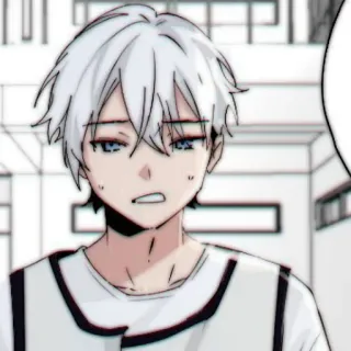 🥛 anime, manga, boy, cartoon, character, white hair whatsapp sticker
