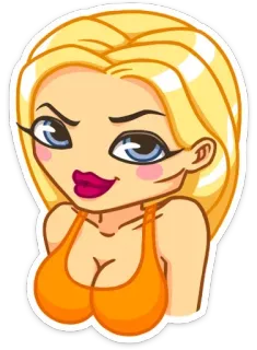 😜 Cartoon, blond, Frau, weiblich, Sticker telegram sticker