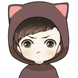🍄 Dibujos animados, Orejas de gato, Sudadera con capucha, Lindo, Anime, Pegatina whatsapp sticker